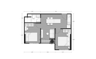 Планировка кондомониума 2 спальни в ЖК Nue District R9 № 11012